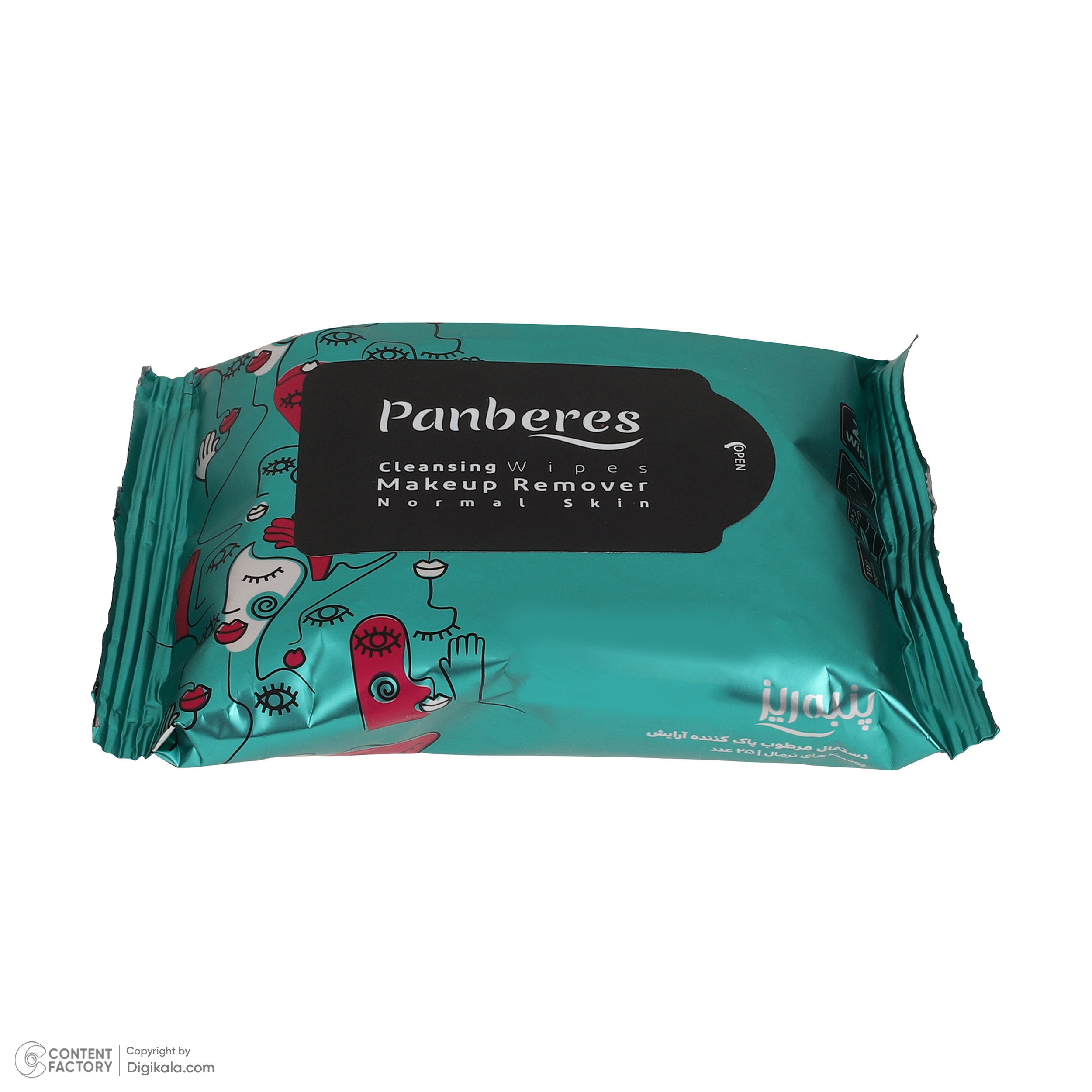 دستمال مرطوب پنبه ریز مدل چای سبز بسته 25 عددی